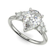 Brisa Pear Cut Pave Cluster 4 Prong Engagement Ring Setting - Nivetta